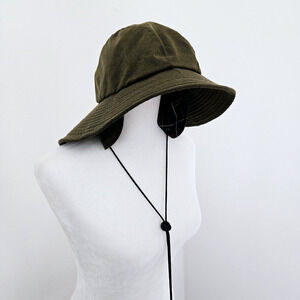 Barbour Bucket Hat Waxed Cotton Olive Green Tartan Lined Preppy Classic Size M